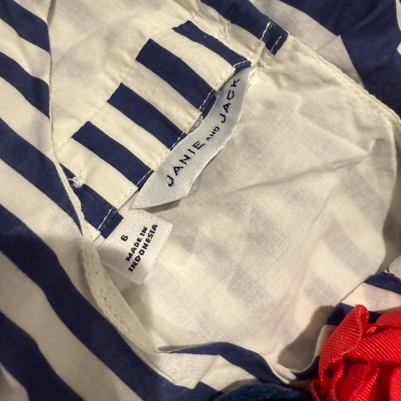 Janie and Jack Blue and White Pleated Sundress - Picture 6 of 9